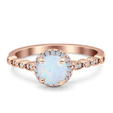 Halo Round Engagement Ring Cubic Zirconia 925 Sterling Silver