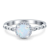 Halo Round Engagement Ring Cubic Zirconia 925 Sterling Silver