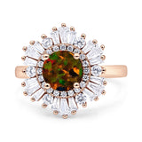 Floral Art Deco Round Engagement Ring Simulated Cubic Zirconia 925 Sterling Silver