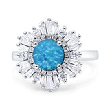 Floral Art Deco Round Engagement Ring Simulated Cubic Zirconia 925 Sterling Silver