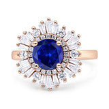 Floral Art Deco Round Engagement Ring Simulated Cubic Zirconia 925 Sterling Silver