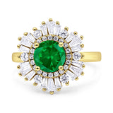 Floral Art Deco Round Engagement Ring Simulated Cubic Zirconia 925 Sterling Silver