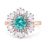 Floral Art Deco Round Engagement Ring Simulated Cubic Zirconia 925 Sterling Silver