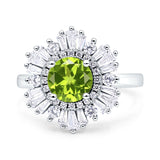 Floral Art Deco Round Engagement Ring Simulated Cubic Zirconia 925 Sterling Silver