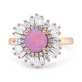 Floral Art Deco Round Engagement Ring Simulated Cubic Zirconia 925 Sterling Silver