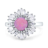 Floral Art Deco Round Engagement Ring Simulated Cubic Zirconia 925 Sterling Silver