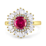 Floral Art Deco Round Engagement Ring Simulated Cubic Zirconia 925 Sterling Silver