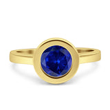 Bezel Set Solitaire Hidden Halo Round Engagement Ring Cubic Zirconia 925 Sterling Silver