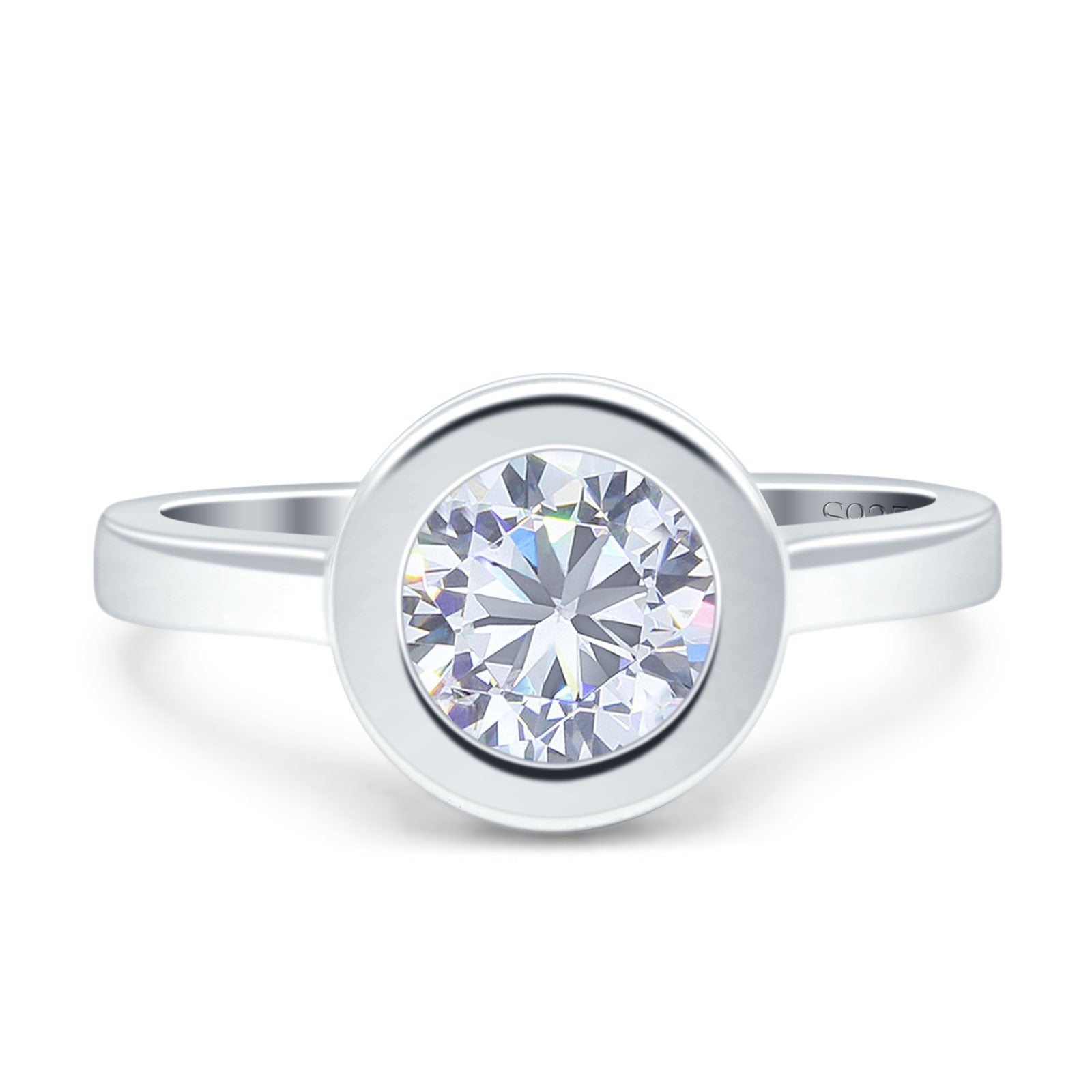 European Engagement Ring - Three Stone Round Diamond Bezel Set Engagement  Ring & Matching Wedding Band 1.3 Carat - ER53BS