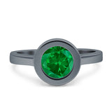 Bezel Set Solitaire Hidden Halo Round Engagement Ring Cubic Zirconia 925 Sterling Silver