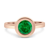 Bezel Set Solitaire Hidden Halo Round Engagement Ring Cubic Zirconia 925 Sterling Silver