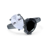 Teardrop Pear Art Deco Wedding Engagement Ring Simulated Cubic Zirconia 925 Sterling Silver