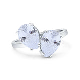 Teardrop Pear Art Deco Wedding Engagement Ring Simulated Cubic Zirconia 925 Sterling Silver