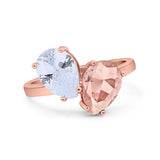 Teardrop Pear Art Deco Wedding Engagement Ring Simulated Cubic Zirconia 925 Sterling Silver