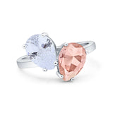 Teardrop Pear Art Deco Wedding Engagement Ring Simulated Cubic Zirconia 925 Sterling Silver