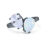 Teardrop Pear Art Deco Wedding Engagement Ring Simulated Cubic Zirconia 925 Sterling Silver