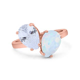 Teardrop Pear Art Deco Wedding Engagement Ring Simulated Cubic Zirconia 925 Sterling Silver