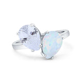 Teardrop Pear Art Deco Wedding Engagement Ring Simulated Cubic Zirconia 925 Sterling Silver