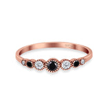 Half Eternity Band Round Simulated Black Cubic Zirconia 925 Sterling Silver (4mm)