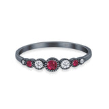 Half Eternity Band Round Simulated Ruby Cubic Zirconia 925 Sterling Silver (4mm)