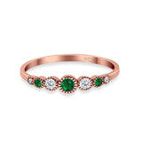 Half Eternity Band Round Simulated Green Emerald Cubic Zirconia 925 Sterling Silver (4mm)