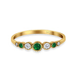 Half Eternity Band Round Simulated Green Emerald Cubic Zirconia 925 Sterling Silver (4mm)