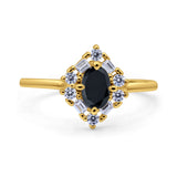 Art Deco Oval Wedding Bridal Ring Simulated Cubic Zirconia 925 Sterling Silver