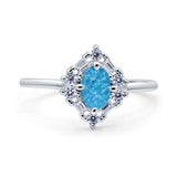 Art Deco Oval Wedding Bridal Ring Simulated Cubic Zirconia 925 Sterling Silver