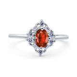 Art Deco Oval Wedding Bridal Ring Simulated Cubic Zirconia 925 Sterling Silver