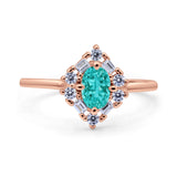 Art Deco Oval Wedding Bridal Ring Simulated Cubic Zirconia 925 Sterling Silver
