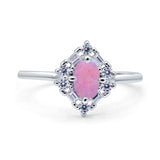 Art Deco Oval Wedding Bridal Ring Simulated Cubic Zirconia 925 Sterling Silver