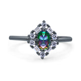 Art Deco Oval Wedding Bridal Ring Simulated Cubic Zirconia 925 Sterling Silver