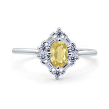 Art Deco Oval Wedding Bridal Ring Simulated Cubic Zirconia 925 Sterling Silver