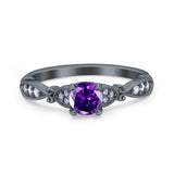 Heart Filigree Art Deco Wedding Bridal Ring Round Simulated Cubic Zirconia 925 Sterling Silver