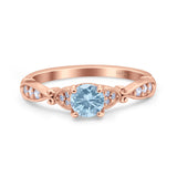 Heart Filigree Art Deco Wedding Bridal Ring Round Simulated Cubic Zirconia 925 Sterling Silver