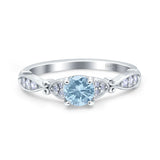 Heart Filigree Art Deco Wedding Bridal Ring Round Simulated Cubic Zirconia 925 Sterling Silver