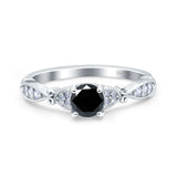 Heart Filigree Art Deco Wedding Bridal Ring Round Simulated Cubic Zirconia 925 Sterling Silver