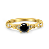Heart Filigree Art Deco Wedding Bridal Ring Round Simulated Cubic Zirconia 925 Sterling Silver