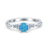 Heart Filigree Art Deco Wedding Bridal Ring Round Simulated Cubic Zirconia 925 Sterling Silver