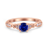 Heart Filigree Art Deco Wedding Bridal Ring Round Simulated Cubic Zirconia 925 Sterling Silver