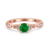 Heart Filigree Art Deco Wedding Bridal Ring Round Simulated Cubic Zirconia 925 Sterling Silver