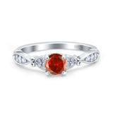 Heart Filigree Art Deco Wedding Bridal Ring Round Simulated Cubic Zirconia 925 Sterling Silver