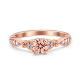 Heart Filigree Art Deco Wedding Bridal Ring Round Simulated Cubic Zirconia 925 Sterling Silver