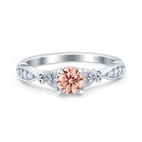 Heart Filigree Art Deco Wedding Bridal Ring Round Simulated Cubic Zirconia 925 Sterling Silver