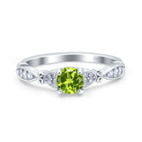 Heart Filigree Art Deco Wedding Bridal Ring Round Simulated Cubic Zirconia 925 Sterling Silver