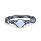 Heart Filigree Art Deco Wedding Bridal Ring Round Simulated Cubic Zirconia 925 Sterling Silver