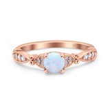 Heart Filigree Art Deco Wedding Bridal Ring Round Simulated Cubic Zirconia 925 Sterling Silver