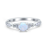 Heart Filigree Art Deco Wedding Bridal Ring Round Simulated Cubic Zirconia 925 Sterling Silver