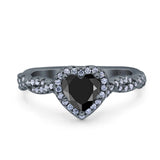 Art Deco Heart Infinity Wedding Bridal Ring Simulated Cubic Zirconia 925 Sterling Silver