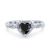 Art Deco Heart Infinity Wedding Bridal Ring Simulated Cubic Zirconia 925 Sterling Silver